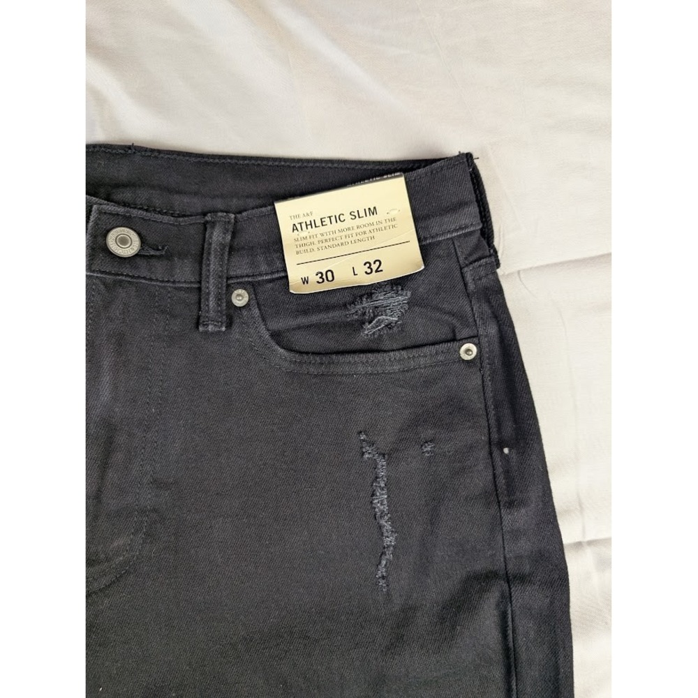 Abercrombie & Fitch Athletic Slim Stretch Distressed Black Jeans Men's 30x32 - Picture 5 of 12